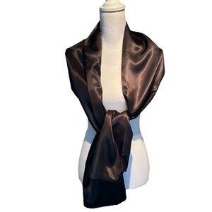 Cejon Accessories Black Satin Shawl Wrap Formal Party Evening 21 X 72 EUC